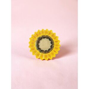 Vintage Sunflower Round Wood Picture Frame - 2" x 2" Retro Flower Photo Frame